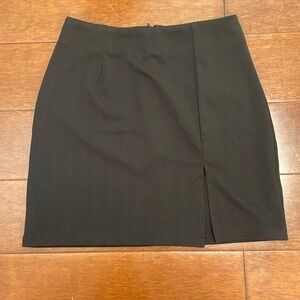 Shein- Basic Black High Waisted Mini Skirt with Thigh Slit Size XS Party Causal